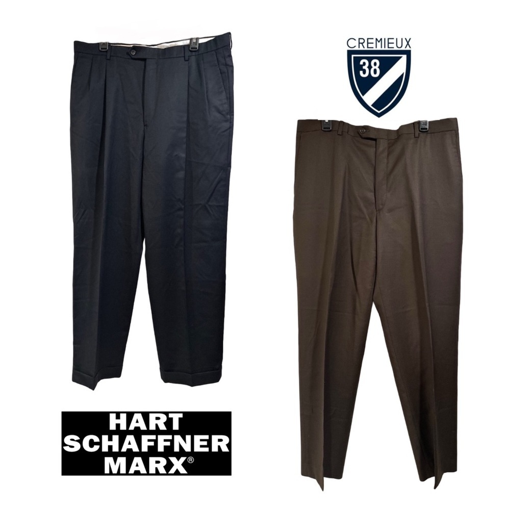Bundle 2 Dress Pants in Black Hart Schaffner Marx & in Brown Daniel Cremieux 38